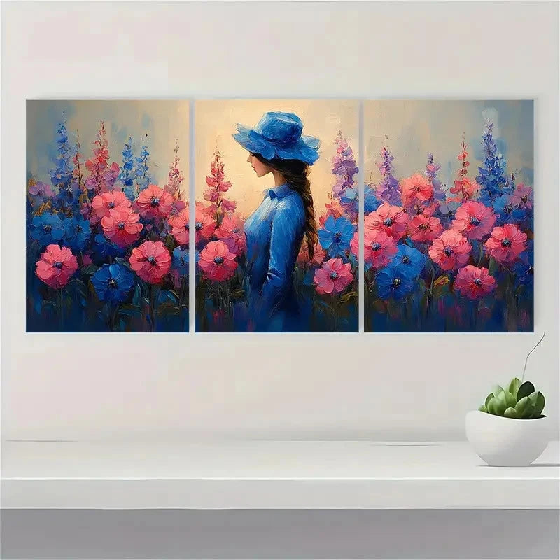3pcs Print Pink Cleome Painting pp Wall Art Set Canvas Framed 40x60cm - High Quality Print 100% Australian Made Wall Canvas Ready to Hang - Bella Home Decor