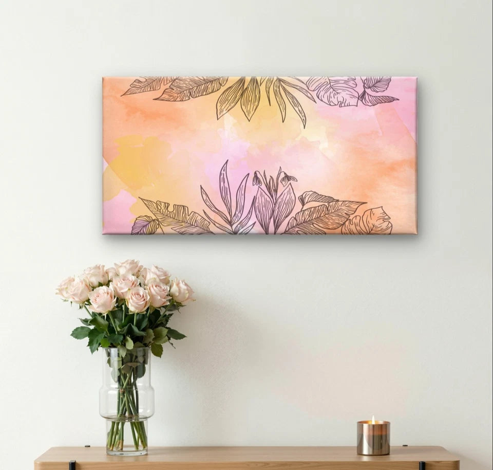 Modern Abstract Pastel Watercolour Pink Wall Art Canvas Office Home Framed 120x60cm