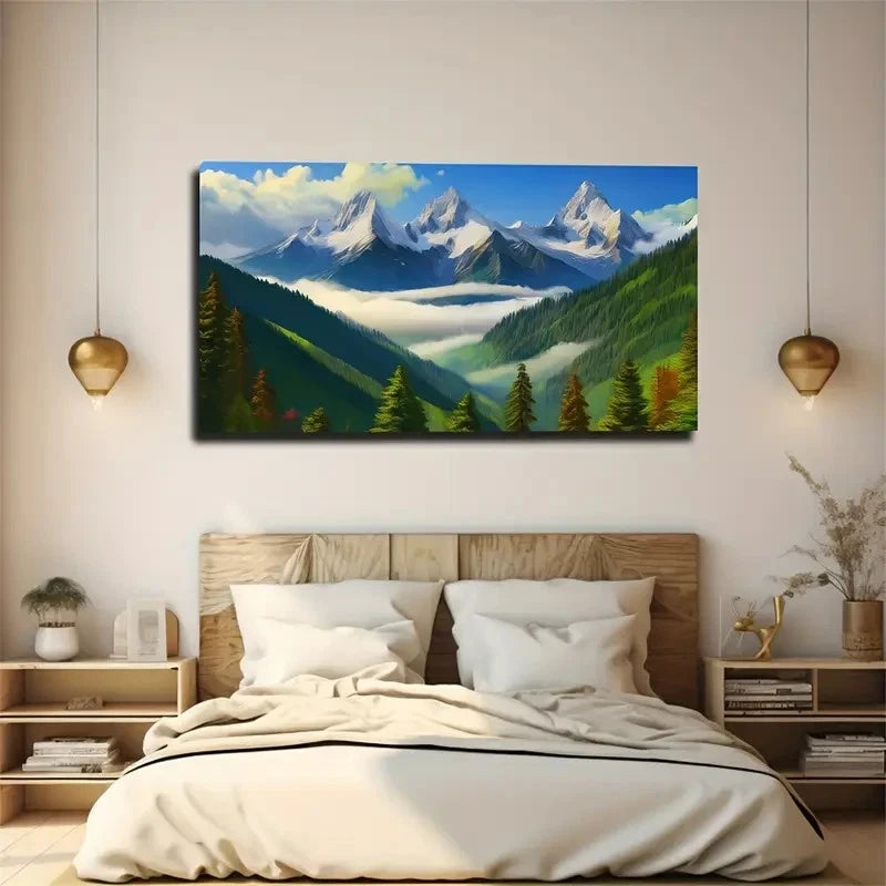 Harmonious Mountain And Forest Wall Art Canvas Office Home Room Framed 120x60cm