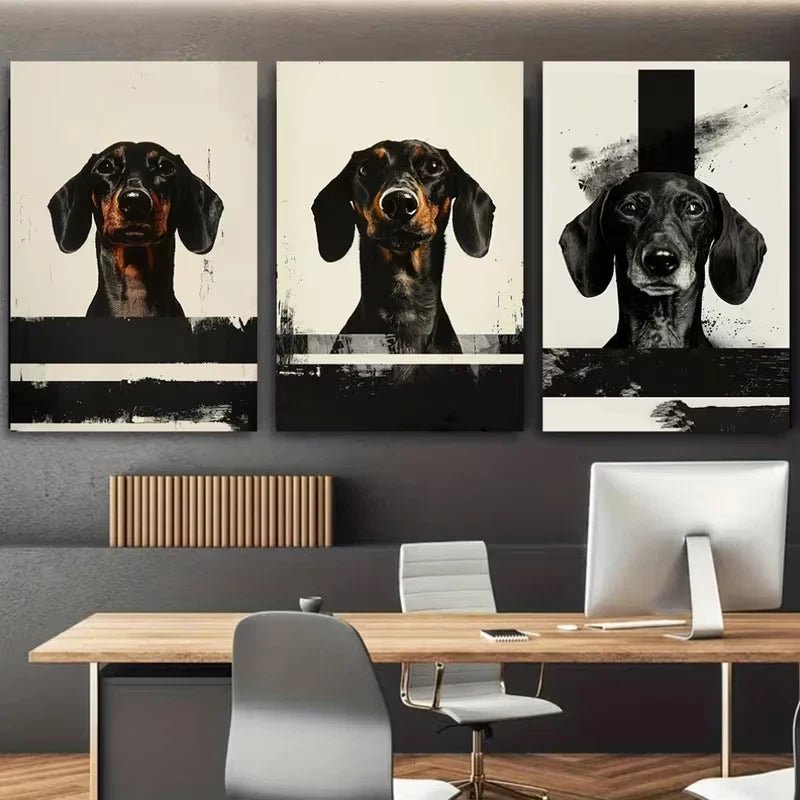 3pcs Stylish Dog Metal Print Ready to Hang Art