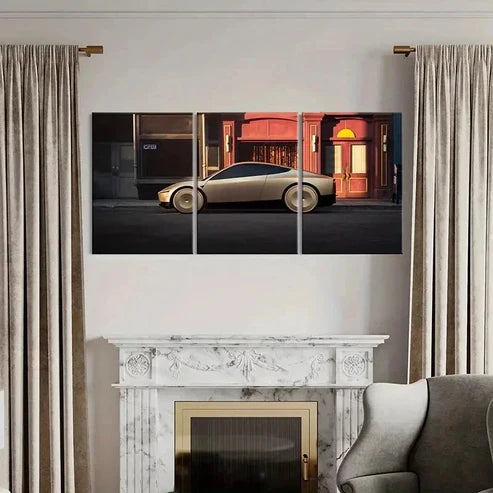 3pcs Modern Electric Sports Car Decor Wall Art Canvas Unframed - High Quality Print 100% Australian Made Wall Canvas