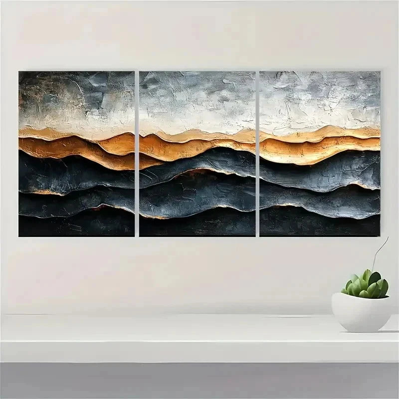 3pcs Brown Abstract Texture Art ZX Wall Art Set Canvas Framed 50x70cm - High Quality Print 100% Australian Made Wall Canvas Ready to Hang - Bella Home Decor