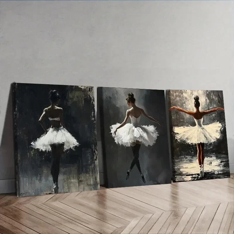 3pcs Modern Contemporary Ballerina Perfect Wall Art Set Canvas Framed 50x70cm - High Quality Print 100% Australian Made Wall Canvas Ready to Hang - Bella Home Decor