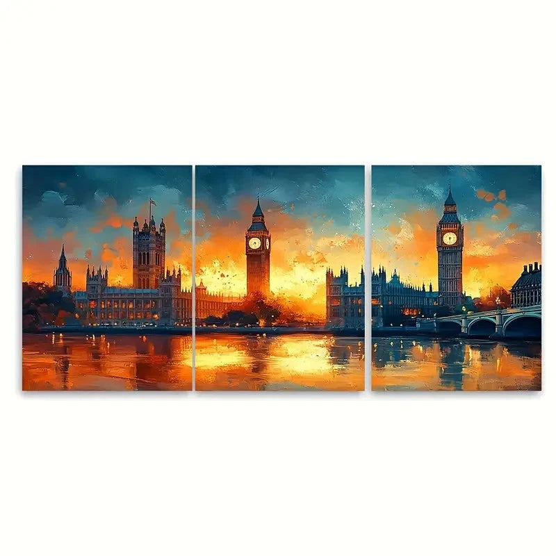 3pcs Iconic London Landmark di Wall Art Set Canvas Framed 40x60cm - High Quality Print 100% Australian Made Wall Canvas Ready to Hang