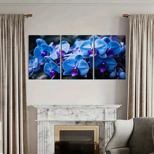 3pcs Dewy Flowers Modern Decoration Wall Art Canvas Unframed - High Quality Print 100% Australian Made Wall Canvas - Bella Home Decor