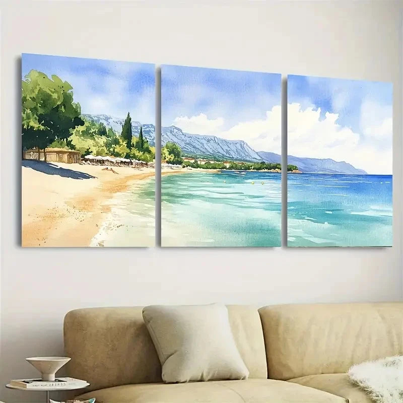 3pcs Zlatni Rat Croatia Wall Art Set Canvas Framed 60x90cm - High Quality Print 100% Australian Made Wall Canvas Ready to Hang - Bella Home Decor