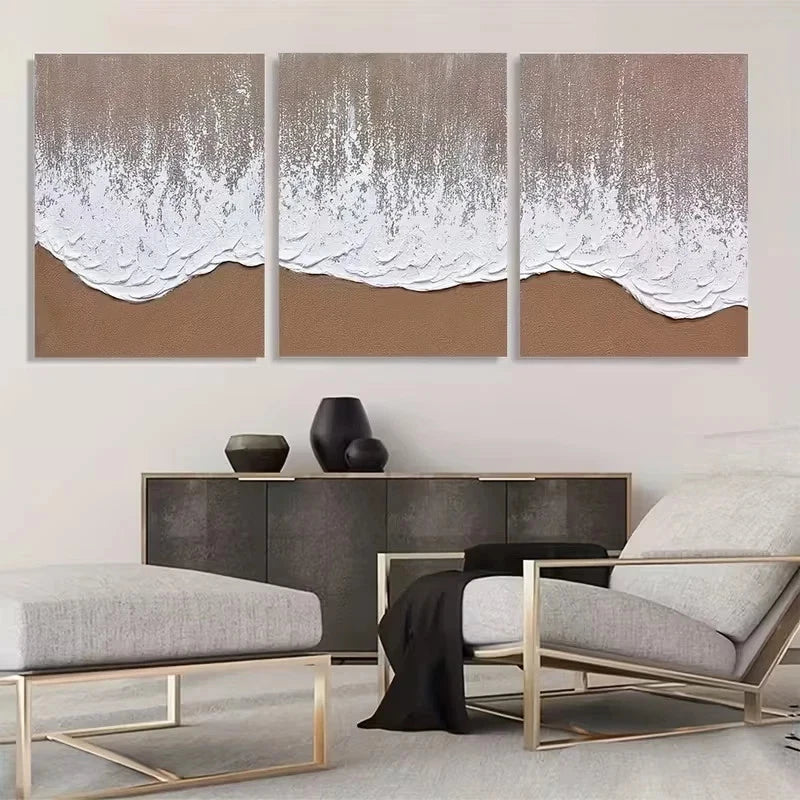 Share 3pcs Black and White Ocean Waves Crashing Wall Art Set Canvas Framed 50x70cm - High Quality Print 100% Australian Made Wall Canvas Ready to Hang