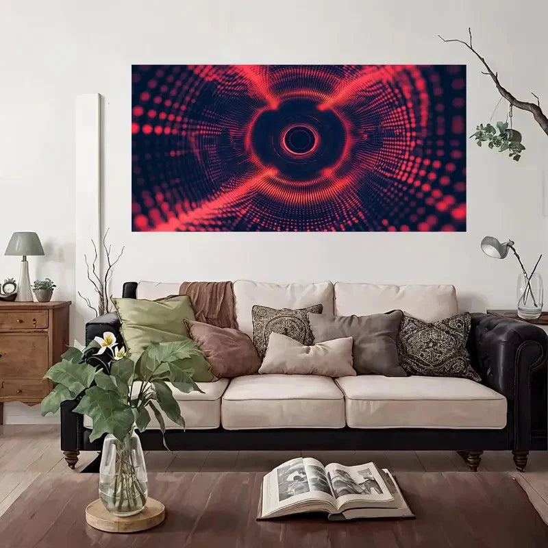 Abstract Red Dot Tunnel Wall Art Canvas Office Home Room Framed 120x60cm