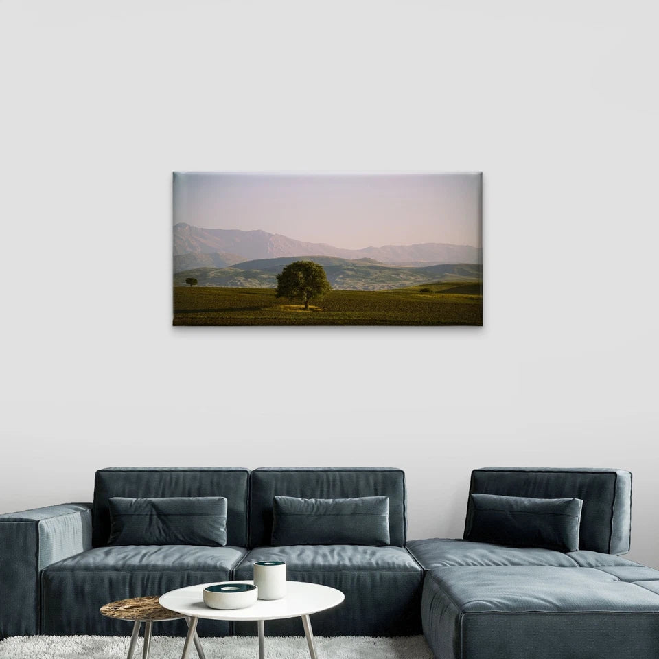 Minimalist Lone Tree Landscape Wall Art Canvas Office Home Framed 120x60cm