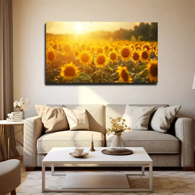 Sunflower Sea Beautiful Wall Art Canvas Office Home Room Framed 120x60cm