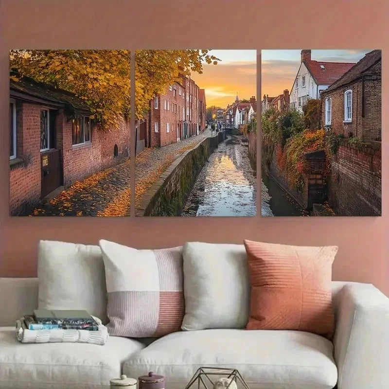 3pcs England Norwich Modern Décor Perfect Wall Art Set Canvas Framed 60x90cm - High Quality Print 100% Australian Made Wall Canvas Ready to Hang