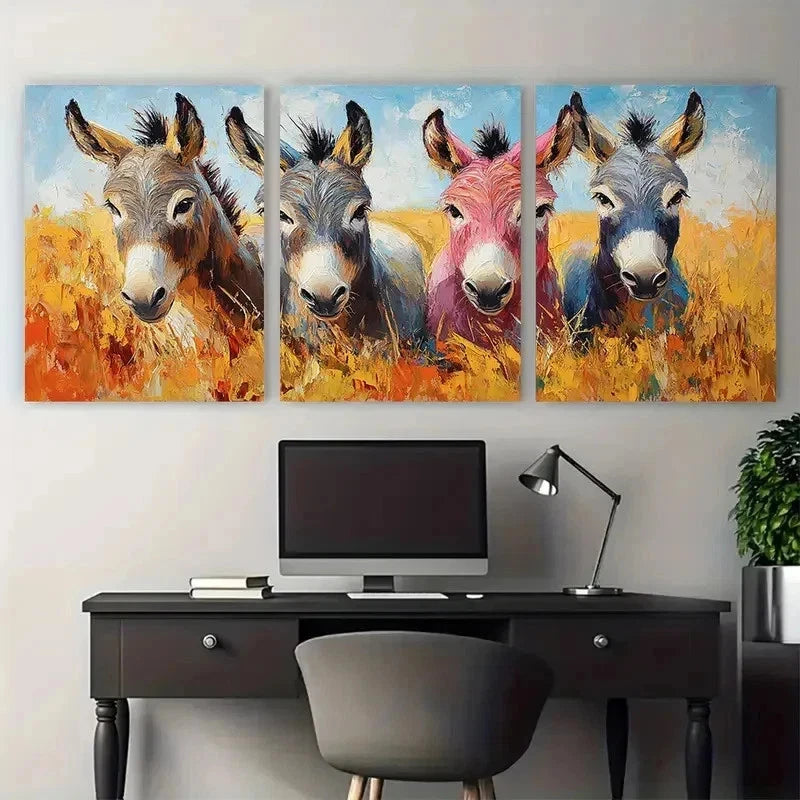 3pcs Animal Portrait Showcases Farm Perfect Wall Art Set Canvas Framed 50x70cm - High Quality Print 100% Australian Made Wall Canvas Ready to Hang - Bella Home Decor