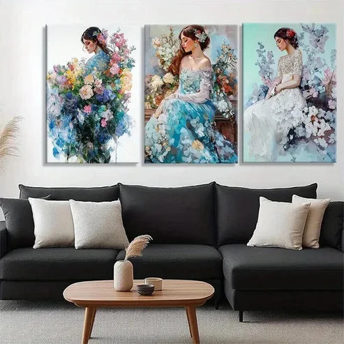 3pcs Elegant Couple Silhouette Golden Wall Art Canvas Unframed - High Quality Print 100% Australian Made Wall Canvas