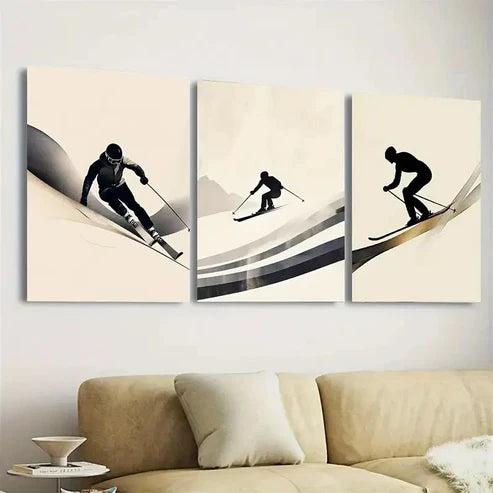 3pcs Modern Winter Sports Decor Wall Art Set Canvas Unframed - High Quality Print 100% Australian Made Wall Canvas - Bella Home Decor