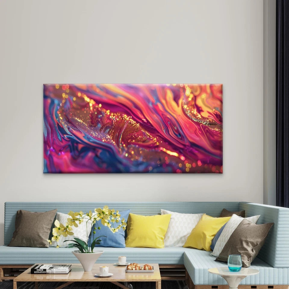 Colorful Rainbow Abstract Art Wall Art Canvas Office Home Room Framed 120x60cm - Bella Home Decor