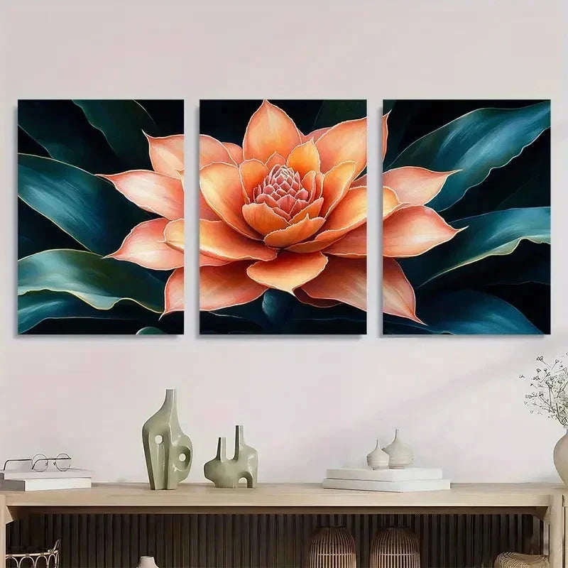 3pcs Bromeliad Bromeliaceous Tropical Perfect Wall Art Set Canvas Framed 40x60cm - High Quality Print 100% Australian Made Wall Canvas Ready to Hang - Bella Home Decor