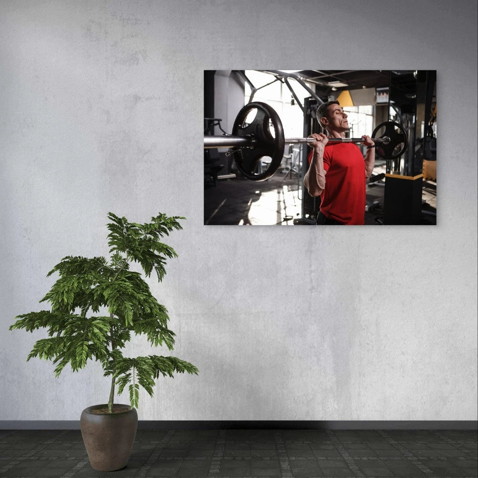 Barbell Overhead Shoulder Press Fitness 5mm Plastic Poster Ready to Hang 90x60cm