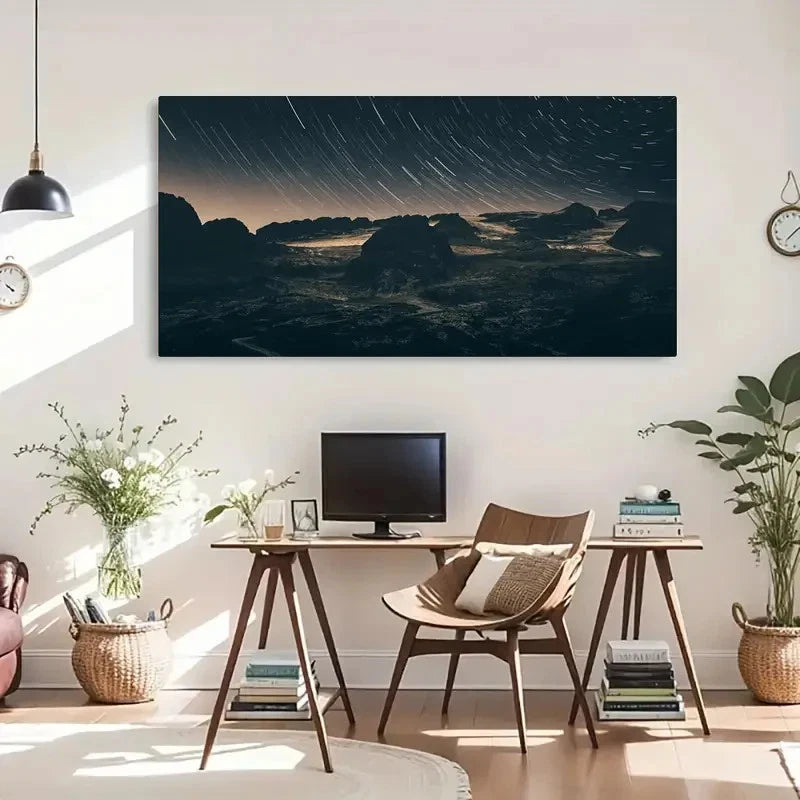 Classic Retro Contemporary Star Wall Art Canvas Office Home Room Framed 120x60cm