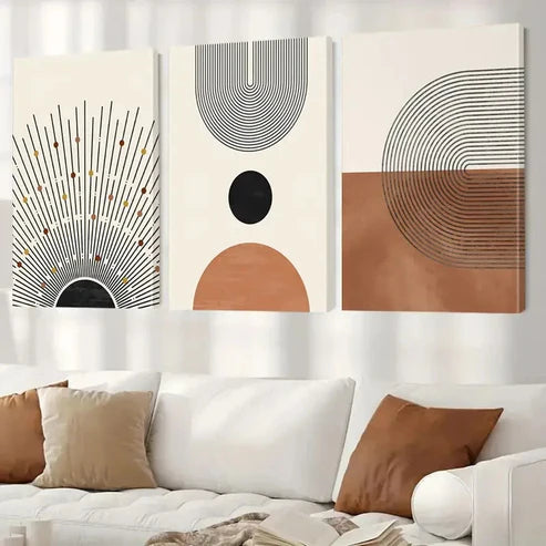 3pcs Contemporary Shining Sun & Landscape Wall Art Set Canvas Unframed - High Quality Print 100% Australian Made Wall Canvas - Bella Home Decor
