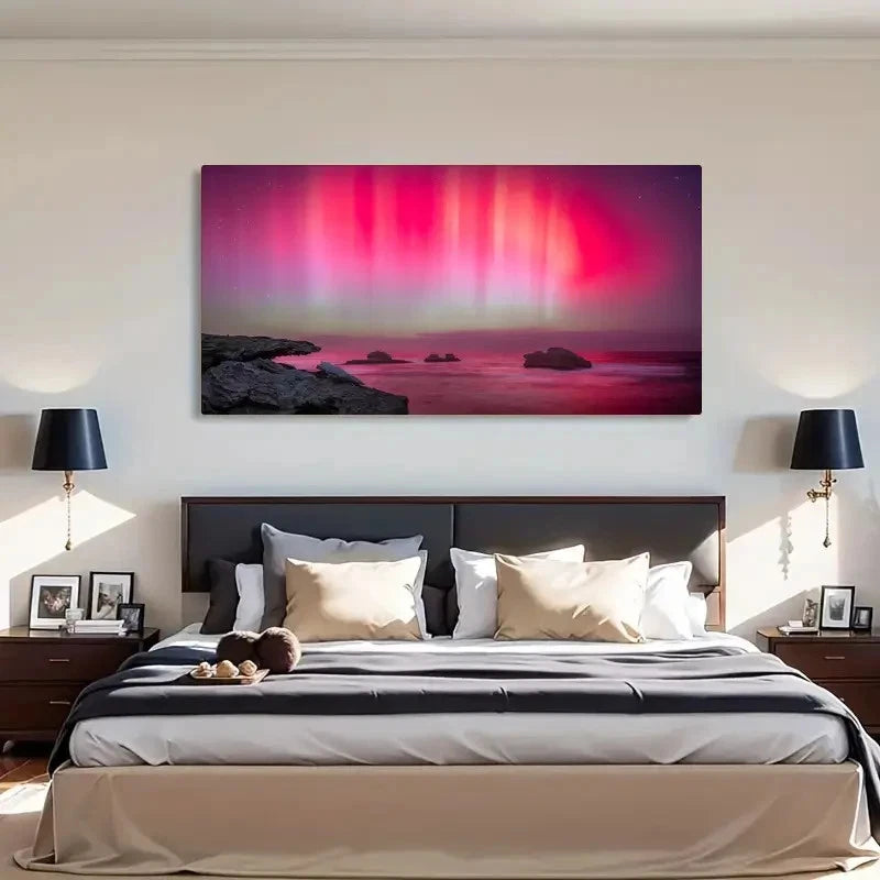 Aurora Borealis Modern Wall Art Canvas Office Home Room Framed 120x60cm