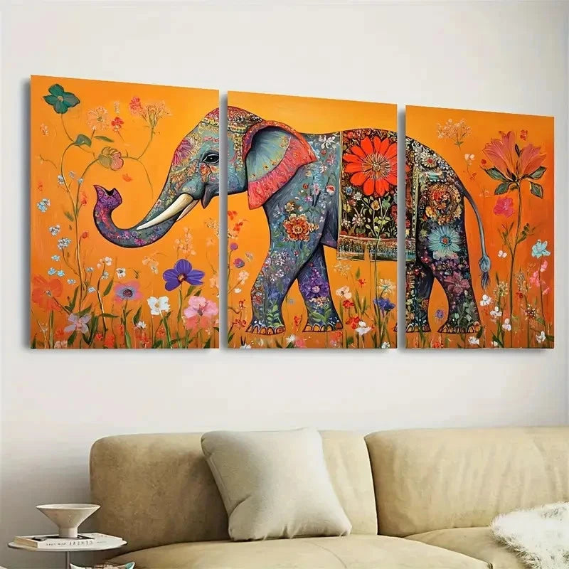 3pcs Exotic Floral Design, Polyester Wall Art Set Canvas Framed 60x90cm - High Quality Print 100% Australian Made Wall Canvas Ready to Hang