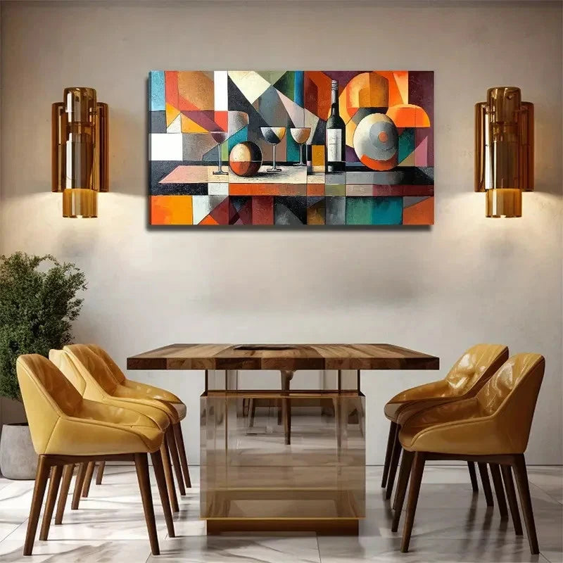 Modern Abstract Dining Table Wall Art Canvas Office Home Room Framed 120x60cm