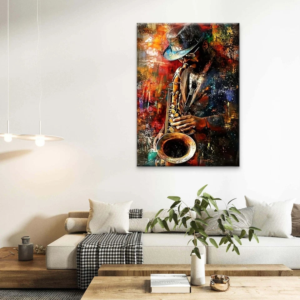 The Midnight Saxophonist 40x60cm Metal Print Ready to Hang
