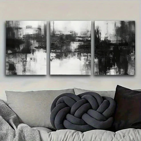 3pcs Monochrome Abstract Painting Wall Art Canvas Unframed - High Quality Print 100% Australian Made Wall Canvas - Bella Home Decor