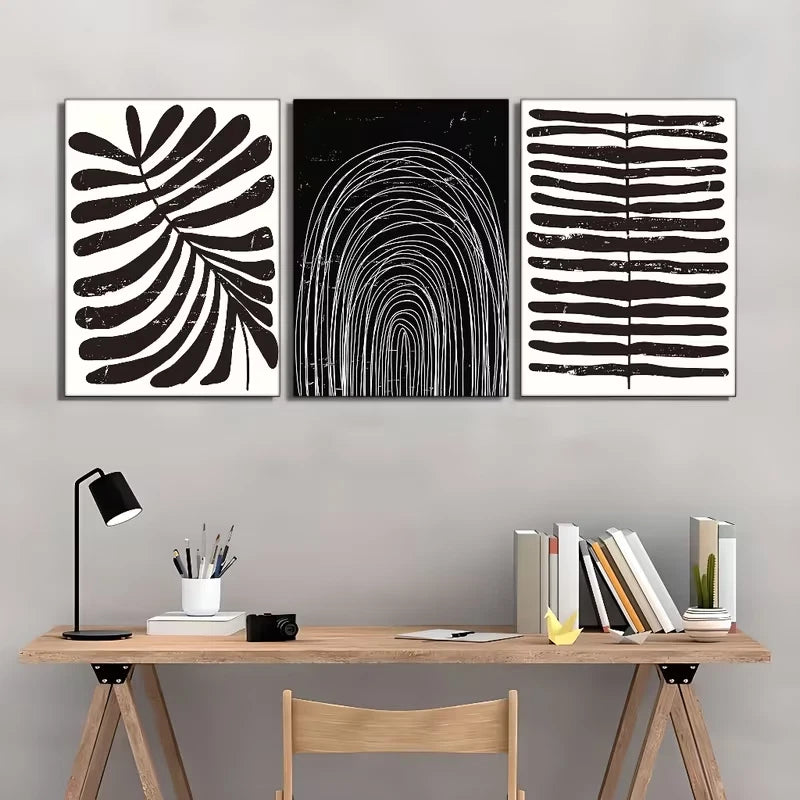 3pcs Geometric, Lines, Arch, Leaf Art Metal Print Ready to Hang Art