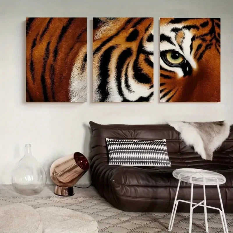 3pcs Tiger Eye Canvas Wall Art Set Canvas Framed 40x60cm - High Quality Print 100% Australian Made Wall Canvas Ready to Hang