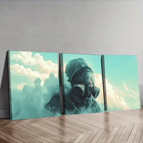 3pcs Surreal Gas Mask Design with Wall Art Set Canvas Unframed – High Quality Print 100% Australian Made Wall Canvas