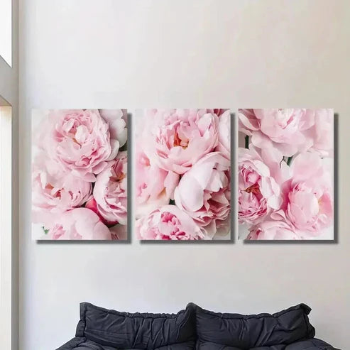 3pcs Elegant Pink Peony Nordic Style Wall Art Set Canvas Unframed - High Quality Print 100% Australian Made Wall Canvas