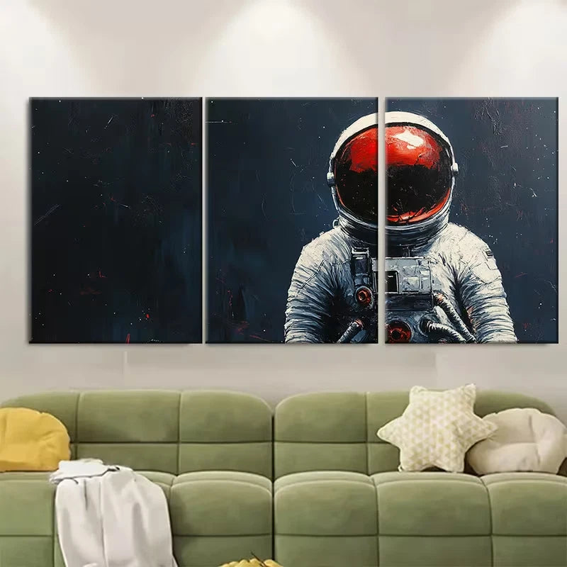 3pcs Spaceman Astronaut Metal Print Ready to Hang Art