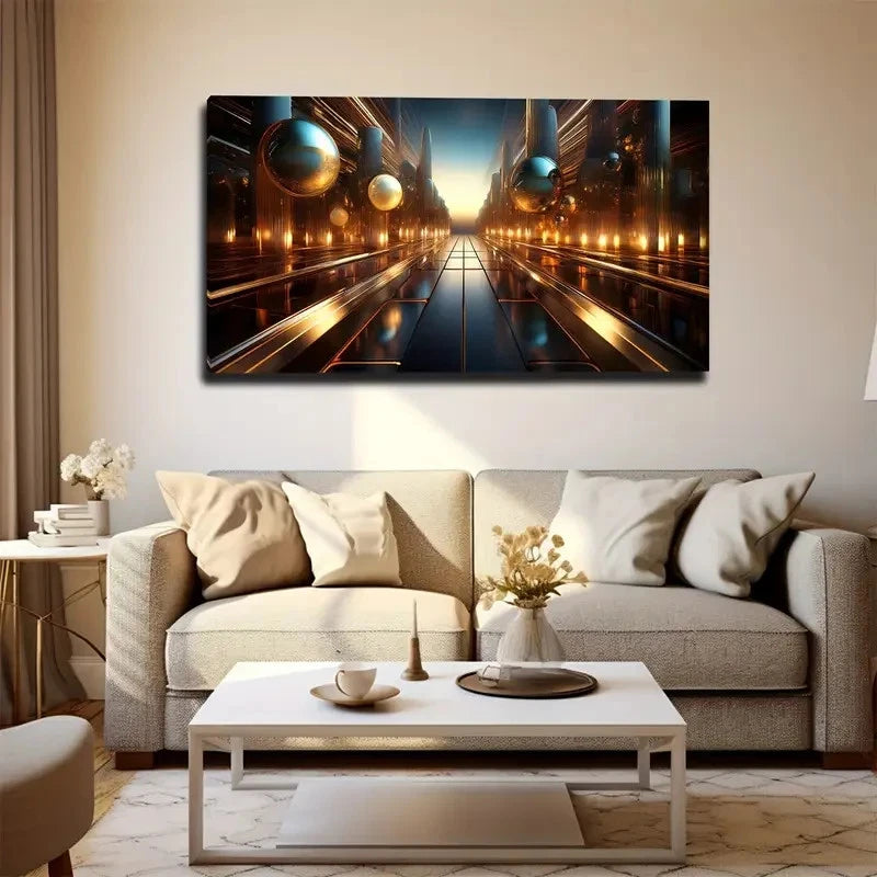 Magic City Abstract Wall Art Canvas Office Home Room Framed 120x60cm