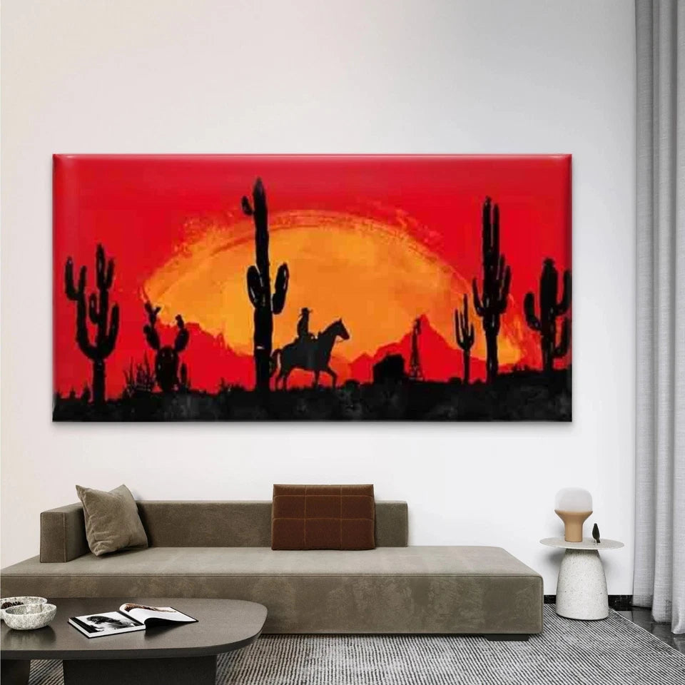 Southwest Landscape with Cacti Wall Art Canvas Office Home Room Framed 120x60cm