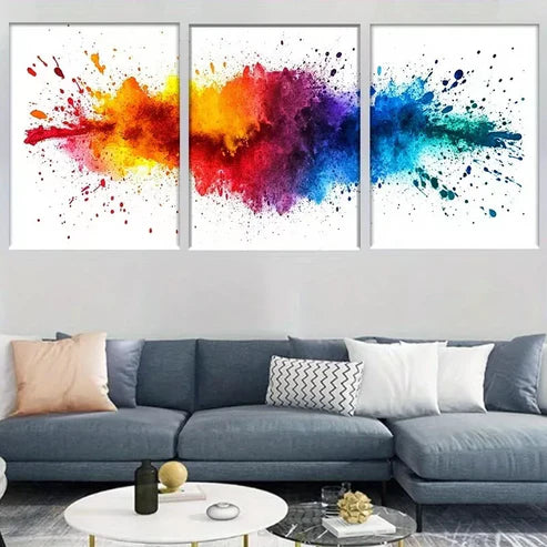 3pcs Modern Vibrant Color Explosion Wall Art Canvas Unframed - High Quality Print 100% Australian Made Wall Canvas
