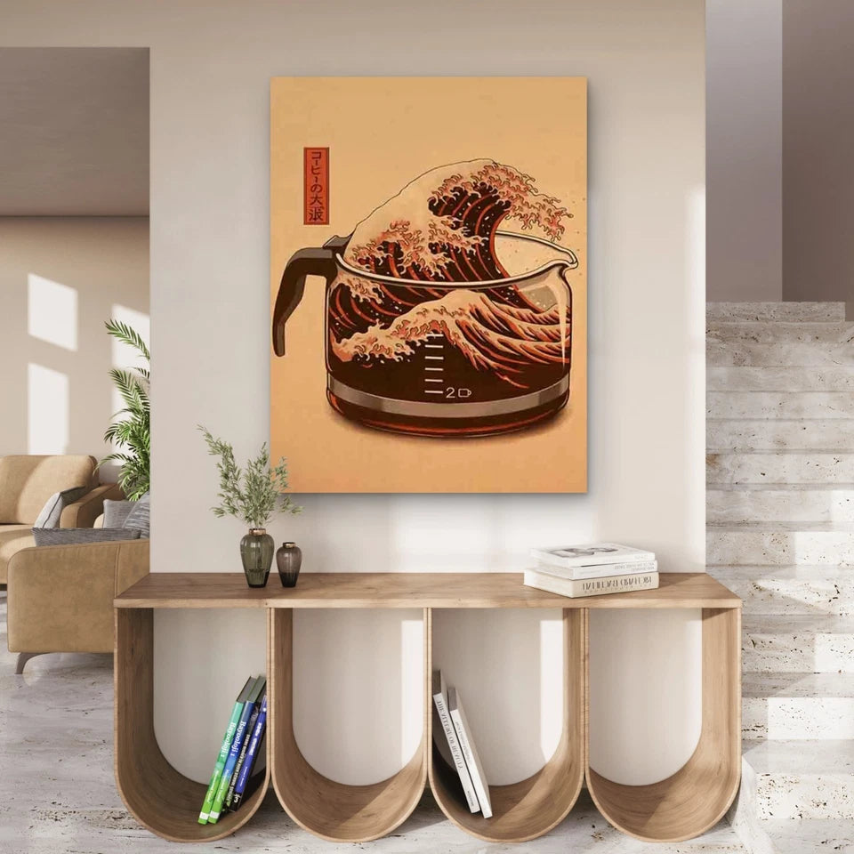 Coffee Wave Artwork 40x60cm Metal Print Ready to Hang