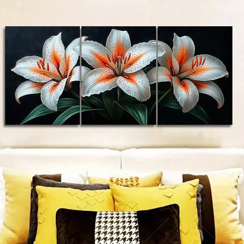3 PCS Lilies Design Wall Art Set Canvas Unframed - High Quality Print 100% Australian Made Wall Canvas - Bella Home Decor