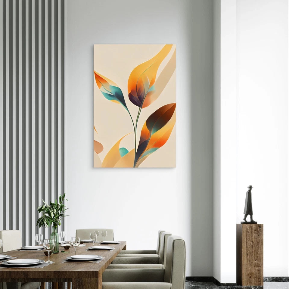 Vibrant Abstract Botanical Leaves Fluid Plant 40x60cm Metal Print Ready to Hang