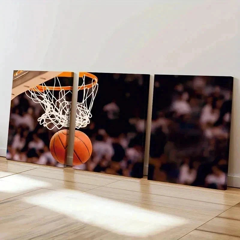 3pcs Basketball & Basketball Hoop Sport Wall Art Set Canvas Framed 60x90cm - High Quality Print 100% Australian Made Wall Canvas Ready to Hang - Bella Home Decor