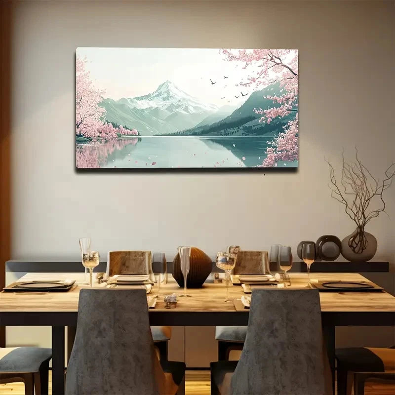 Serene Mountain Landscape Wall Art canvas office home room framed 120x60cm