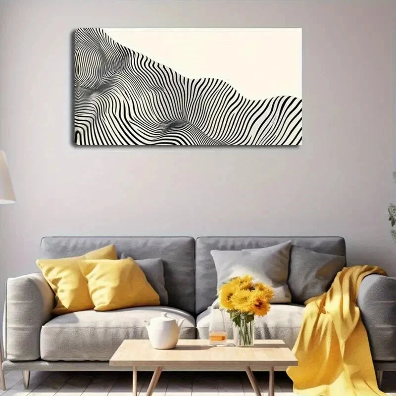 Modern Zebra Stripe B&W Pattern Wall Art Canvas Office Home Room Framed 120x60cm - Bella Home Decor