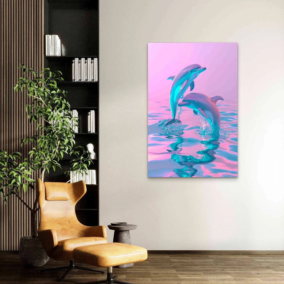 Rendering Dolphins 40x60cm Metal Print Ready to Hang