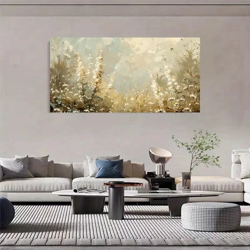Rustic Abstract Wildflower Wall Art Canvas Office Home Room Framed 120x60cm