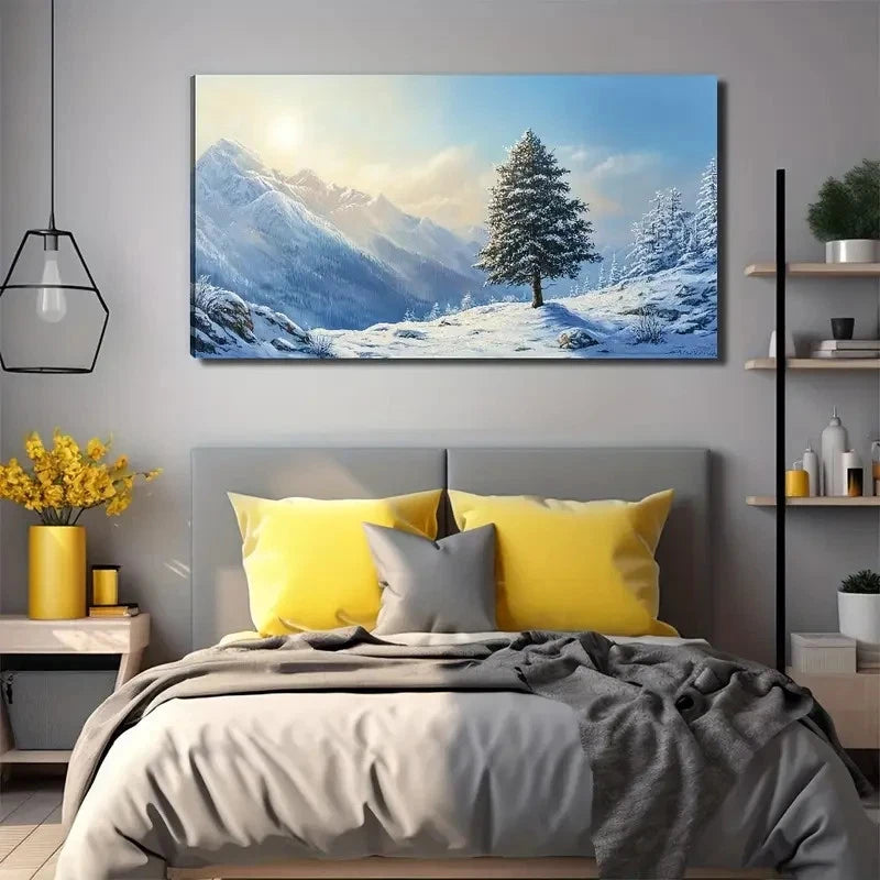 Snowy Mountain Perfect Wall Art Canvas Office Home Room Framed 120x60cm