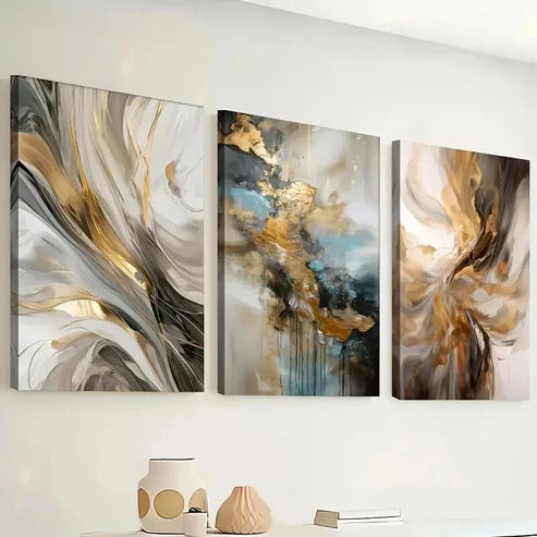 3pcs Featuring Abstract Luxury Décor Wall Art Set Canvas Unframed - High Quality Print 100% Australian Made Wall Canvas