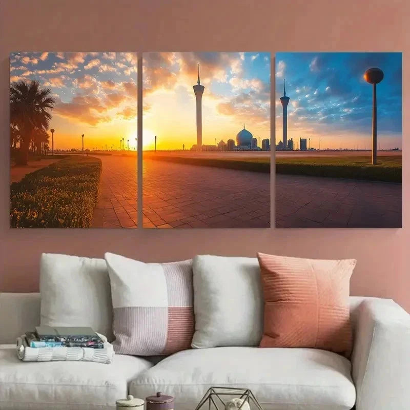 3pcs Middle East Kuwait Desert Decor Perfect Wall Art Set Canvas Framed 60x90cm - High Quality Print 100% Australian Made Wall Canvas Ready to Hang