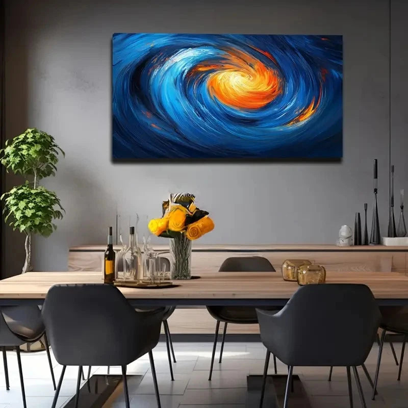 Blue And Orange Interwoven Wall Art Canvas Office Home Room Framed 120x60cm