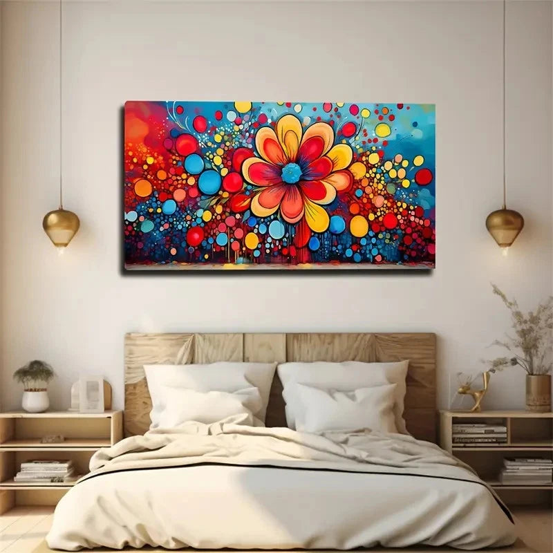 Mysterious Flowers Colorful Wall Art Canvas Office Home Room Framed 120x60cm