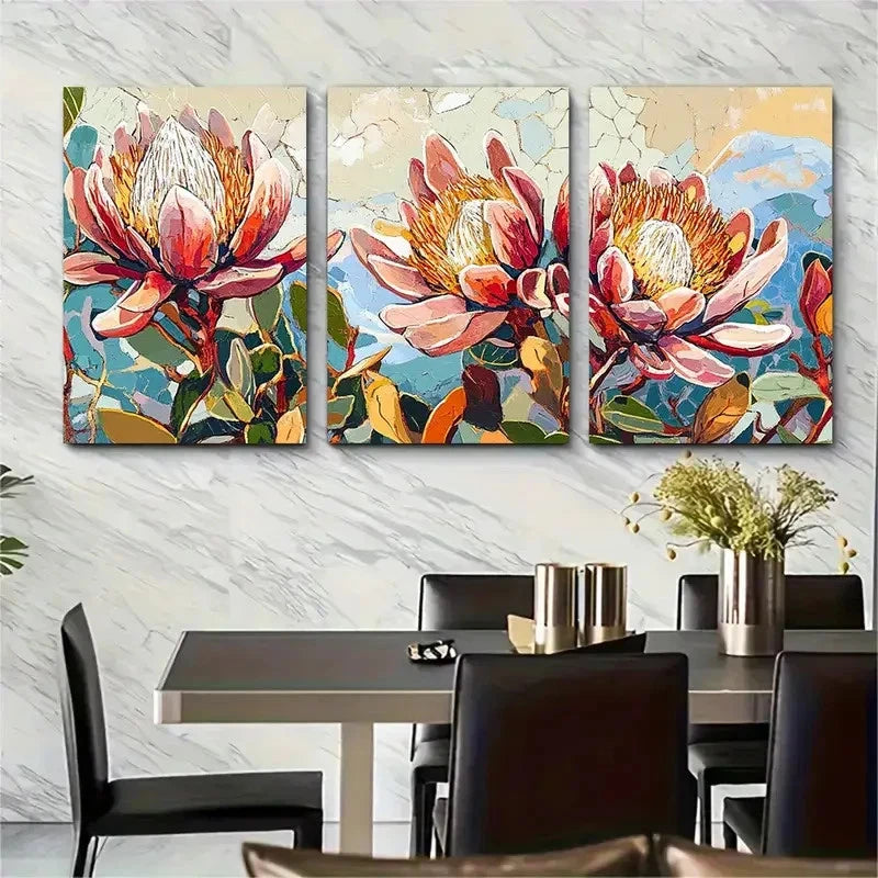 3pcs Botanical Décor Floral Travel Perfect Wall Art Set Canvas Framed 40x60cm - High Quality Print 100% Australian Made Wall Canvas Ready to Hang - Bella Home Decor